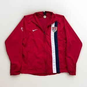 Vintage Nike Windbreaker‎ Mens M USA Soccer Full Zip Jacket Y2K Red Jacket